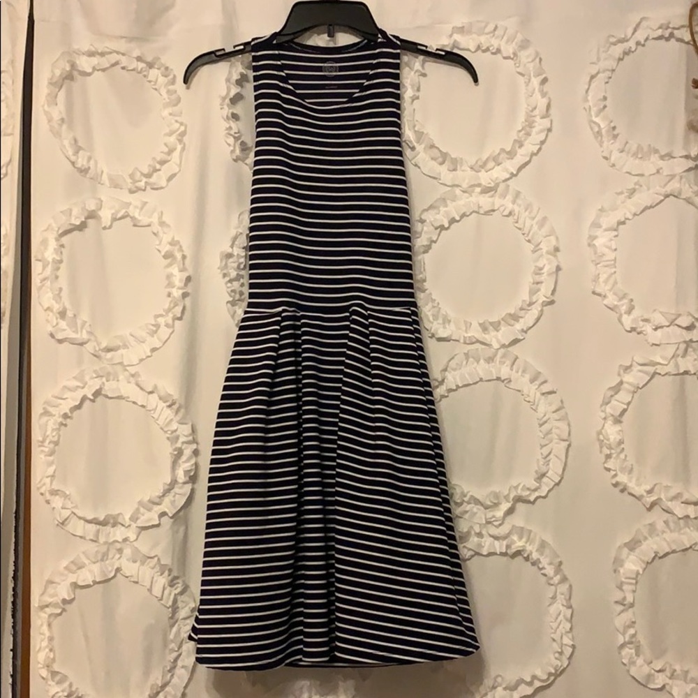Navy and white striped skater dress